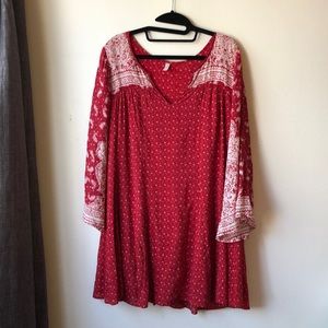 Free people red flowy dress